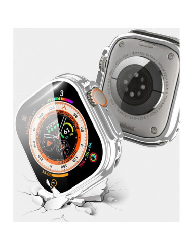 DUX DUCIS Samo - Coque de protection en TPU souple avec verre pour Apple Watch Ultra/Ultra 2 49mm argenté.