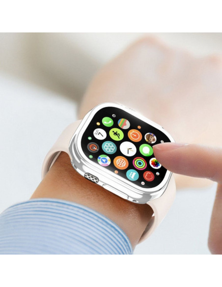 DUX DUCIS Samo - Coque de protection en TPU souple avec verre pour Apple Watch Ultra/Ultra 2 49mm argenté.