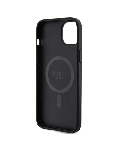 Véritable GUESS Case GUHMP14SG4GFRK pour iPhone 14 (Compatible avec Magsafe / 4G Ring classic logo / noir)