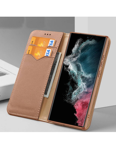 DUX DUCIS Hivo - Case en cuir pour Samsung Galaxy S23 marron