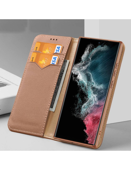 DUX DUCIS Hivo - Case en cuir pour Samsung Galaxy S23 marron
