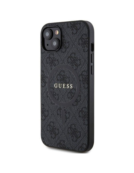 Véritable GUESS Case GUHMP15MG4GFRK pour iPhone 15 Plus (Compatible avec Magsafe / 4G Ring classic logo / noir)