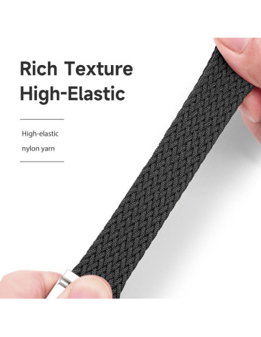 DUX DUCIS strap MIXTURE II stretchable braided 22 mm black
