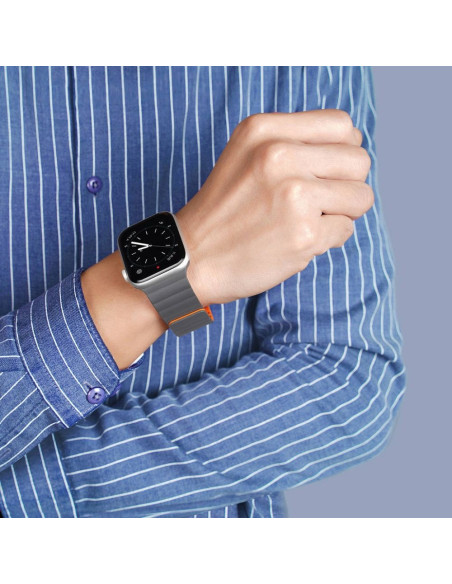 DUX DUCIS Chain - Bracelet magnétique en silicone pour Apple Watch 49mm gris