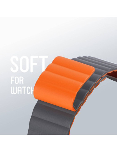 DUX DUCIS Chain - Bracelet magnétique en silicone pour Apple Watch 49mm gris