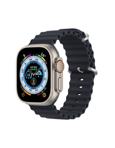 DUX DUCIS Bracelet en silicone OCEAN WAVE pour Apple Watch 42 / 44 / 45 mm graphite