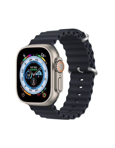 DUX DUCIS Bracelet en silicone OCEAN WAVE pour Apple Watch 42 / 44 / 45 mm graphite