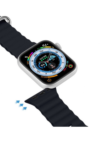 DUX DUCIS Bracelet en silicone OCEAN WAVE pour Apple Watch 42 / 44 / 45 mm graphite