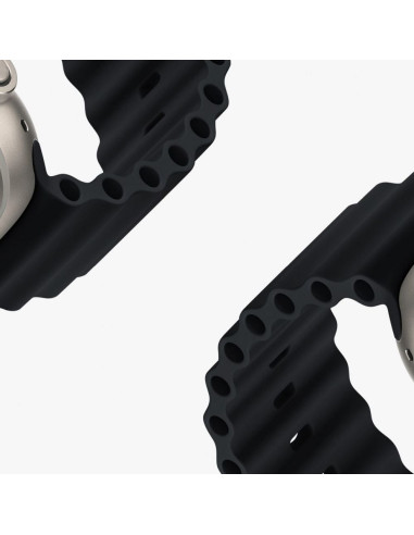 DUX DUCIS Bracelet en silicone OCEAN WAVE pour Apple Watch 42 / 44 / 45 mm graphite