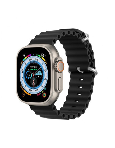 DUX DUCIS Bracelet en silicone OCEAN WAVE pour Apple Watch 42 / 44 / 45 mm noir