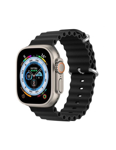 DUX DUCIS Bracelet en silicone OCEAN WAVE pour Apple Watch 42 / 44 / 45 mm noir