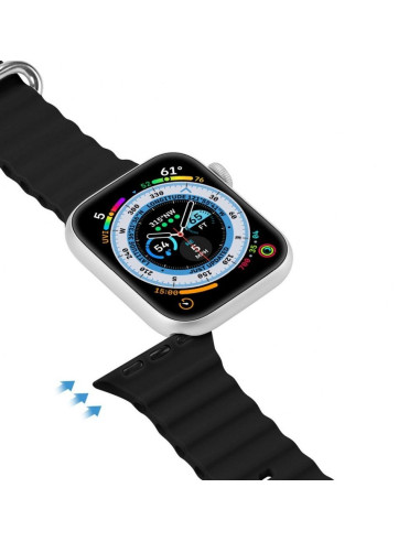 DUX DUCIS Bracelet en silicone OCEAN WAVE pour Apple Watch 42 / 44 / 45 mm noir