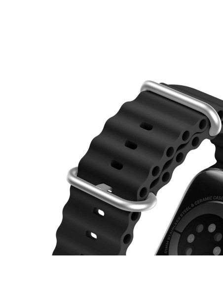 DUX DUCIS Bracelet en silicone OCEAN WAVE pour Apple Watch 42 / 44 / 45 mm noir