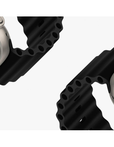 DUX DUCIS Bracelet en silicone OCEAN WAVE pour Apple Watch 42 / 44 / 45 mm noir