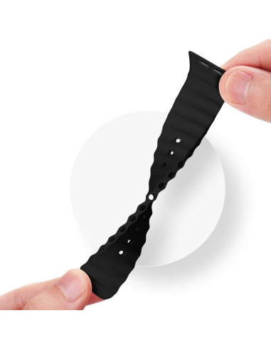 DUX DUCIS Bracelet en silicone OCEAN WAVE pour Apple Watch 42 / 44 / 45 mm noir
