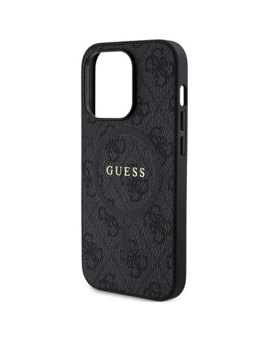 Véritable Case GUESS GUHMP15XG4GFRK pour iPhone 15 Pro Max (Compatible avec Magsafe / 4G Ring classic logo / noir)
