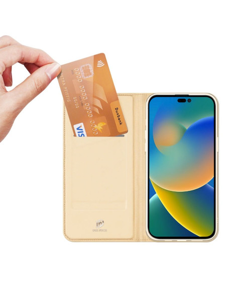 DUX DUCIS wallet case SKIN PRO for IPHONE 14 Pro gold