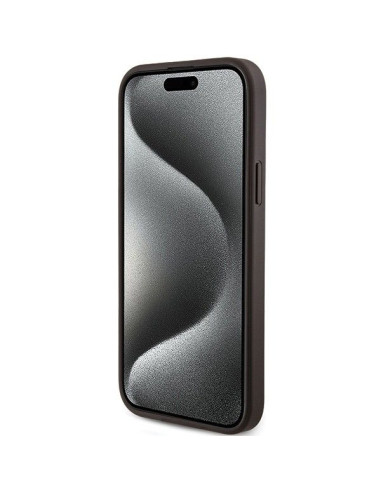 Véritable GUESS Case GUHMP14SG4GFRW pour iPhone 14 (Compatible avec Magsafe / 4G Ring classic logo / marron)