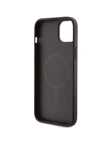 Véritable GUESS Case GUHMP14SG4GFRW pour iPhone 14 (Compatible avec Magsafe / 4G Ring classic logo / marron)