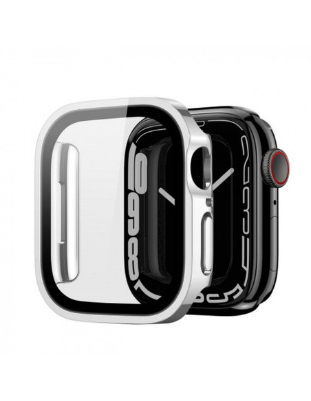 DUX DUCIS HAMO Coque de protection avec verre pour Apple Watch 7 / 8 / 9 41 mm argenté.