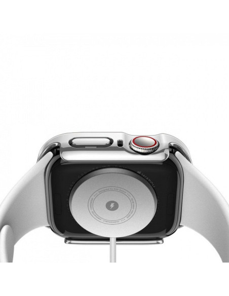 DUX DUCIS HAMO Coque de protection avec verre pour Apple Watch 7 / 8 / 9 41 mm argenté.