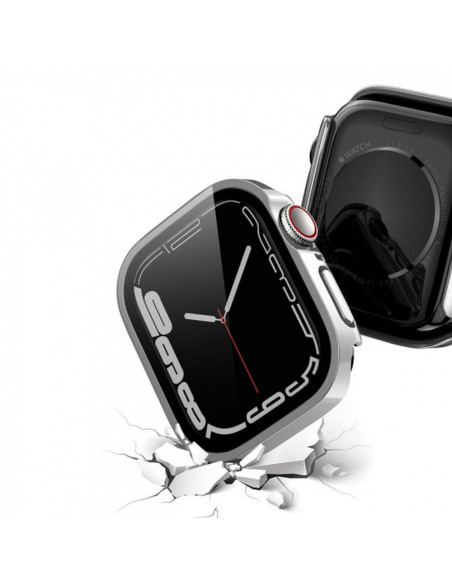 DUX DUCIS HAMO Coque de protection avec verre pour Apple Watch 7 / 8 / 9 41 mm argenté.