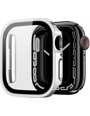 DUX DUCIS HAMO Coque de protection avec verre pour Apple Watch 7 / 8 / 9 45 mm argenté.