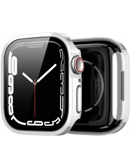 DUX DUCIS HAMO Coque de protection avec verre pour Apple Watch 7 / 8 / 9 45 mm argenté.
