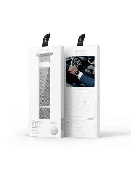 DUX DUCIS MILANESE bracelet magnétique en acier inoxydable pour Apple Watch 38 / 40 / 41 mm argenté.