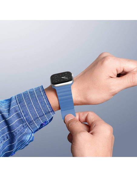DUX DUCIS Chain - Bracelet magnétique en silicone pour Apple Watch 42/44/45mm bleu