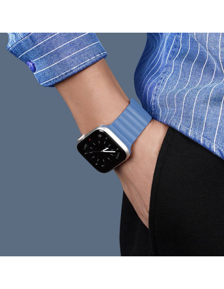 DUX DUCIS Chain - Bracelet magnétique en silicone pour Apple Watch 42/44/45mm bleu