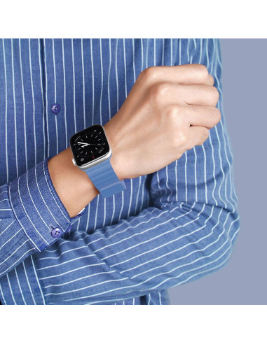 DUX DUCIS Chain - Bracelet magnétique en silicone pour Apple Watch 42/44/45mm bleu