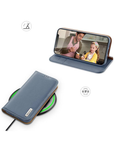 DUX DUCIS Hivo - Case en cuir pour Apple iPhone 13 Pro Max bleu