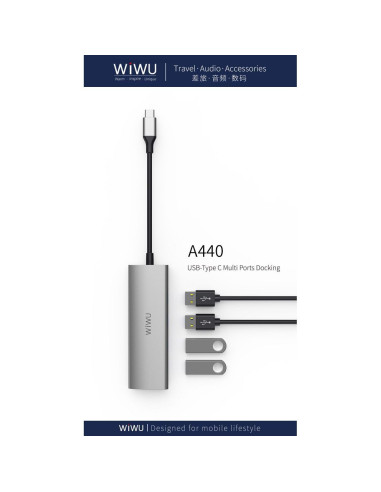 WiWU - HUB Alpha A440 Pro USB C vers 4x USB3.0