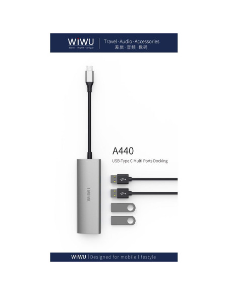WiWU - HUB Alpha A440 Pro USB C vers 4x USB3.0