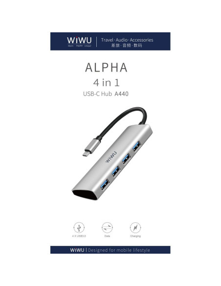 WiWU - HUB Alpha A440 Pro USB C vers 4x USB3.0