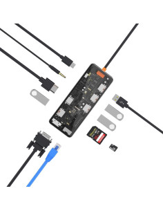 WiWU - HUB 11in1 CB011 Type-C vers USB3.0x3+USB2.0x1+SD/TF(2.0)+HDMIx1+RJ45+VGA+PD+Audio 2