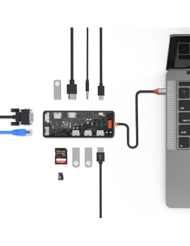 WiWU - HUB 11in1 CB011 Type-C vers USB3.0x3+USB2.0x1+SD/TF(2.0)+HDMIx1+RJ45+VGA+PD+Audio