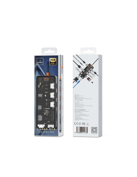 WiWU - HUB 11in1 CB011 Type-C vers USB3.0x3+USB2.0x1+SD/TF(2.0)+HDMIx1+RJ45+VGA+PD+Audio