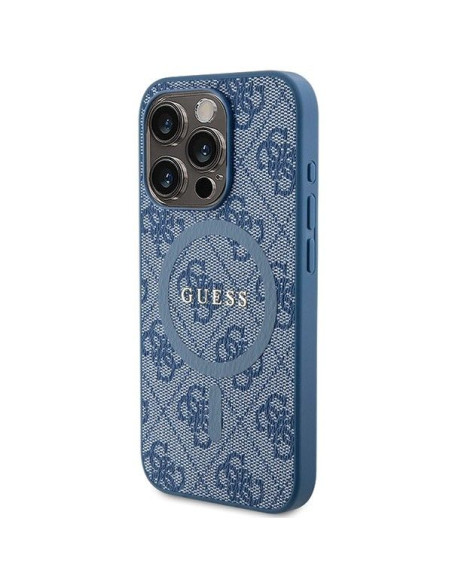 Véritable Case GUESS GUHMP15XG4GFRB pour iPhone 15 Pro Max (Compatible avec Magsafe / 4G Ring classic logo / blue)