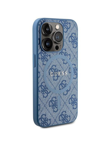 Véritable Case GUESS GUHMP15XG4GFRB pour iPhone 15 Pro Max (Compatible avec Magsafe / 4G Ring classic logo / blue)