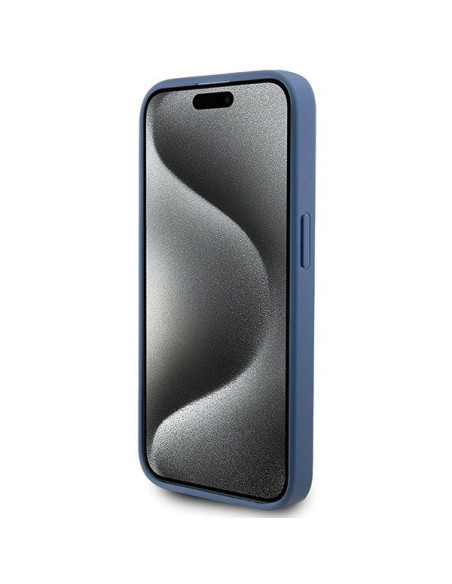 Véritable Case GUESS GUHMP15XG4GFRB pour iPhone 15 Pro Max (Compatible avec Magsafe / 4G Ring classic logo / blue)