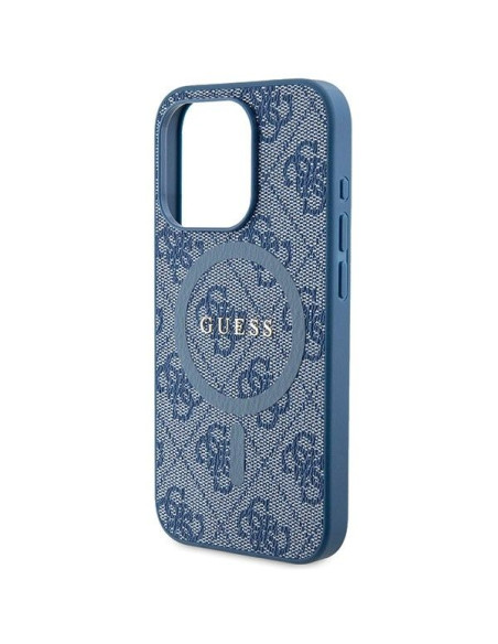Véritable Case GUESS GUHMP15XG4GFRB pour iPhone 15 Pro Max (Compatible avec Magsafe / 4G Ring classic logo / blue)