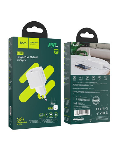 Chargeur HOCO Type C PD 20W N10 blanc