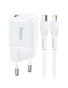 HOCO Chargeur secteur Type C + câble Type C vers Lightning PD 20W N10 blanc