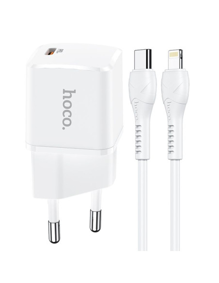 HOCO Chargeur secteur Type C + câble Type C vers Lightning PD 20W N10 blanc