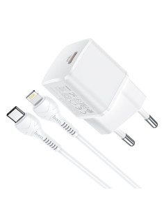 HOCO Chargeur secteur Type C + câble Type C vers Lightning PD 20W N10 blanc 2