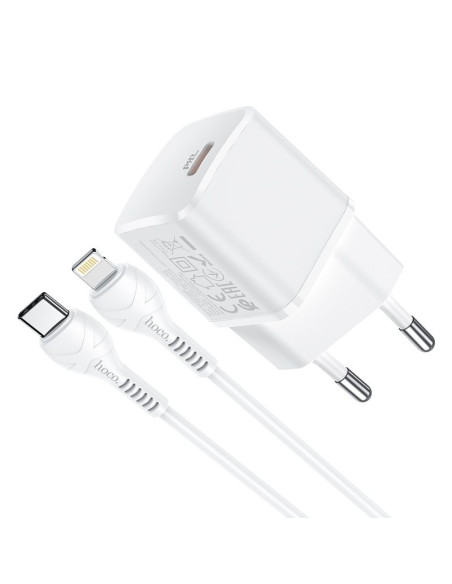 HOCO Chargeur secteur Type C + câble Type C vers Lightning PD 20W N10 blanc
