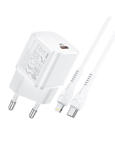 HOCO Chargeur secteur Type C + câble Type C vers Lightning PD 20W N10 blanc