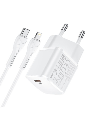 HOCO Chargeur secteur Type C + câble Type C vers Lightning PD 20W N10 blanc